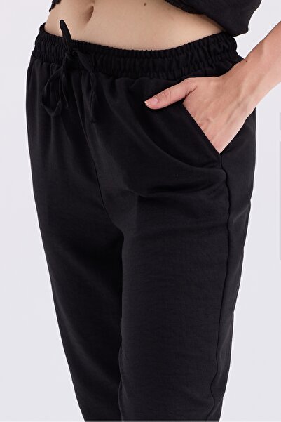 MD trend Linen Set - Tulle Detailed Short Sleeve Shirt and Lace Trousers