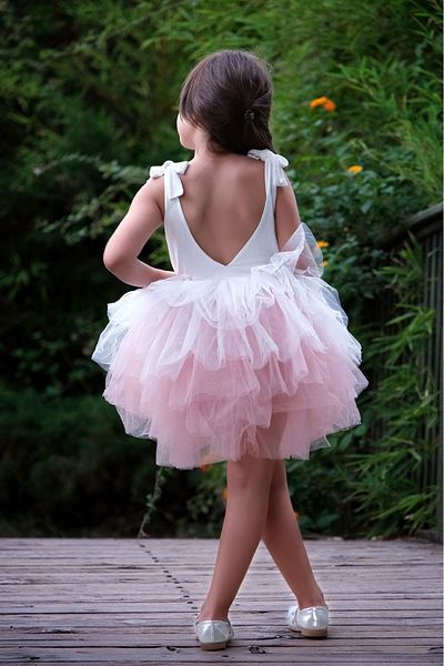 sara tasarım Sleeveless Shoulder-tied Girl's Ballerina Dress with Tutu Skirt