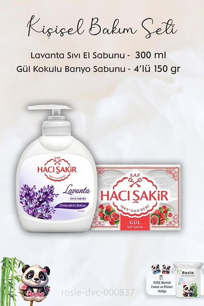 Hacı Şakir Lavender 300 ml Relaxing Liquid Soap - Rose Scented Bath Soap 4 x 150 gr ROSIE