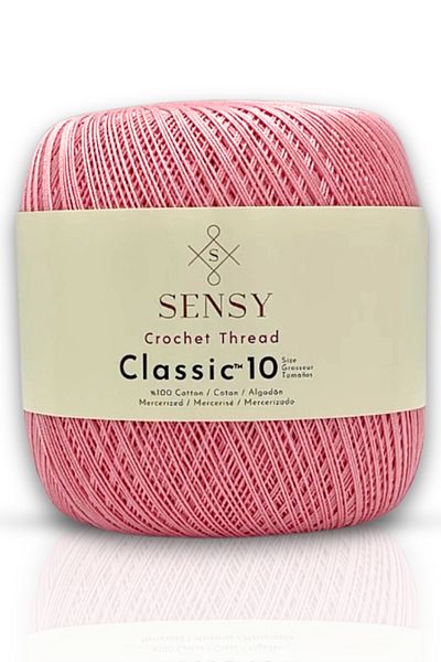 SENSY Classic 10 Crochet Strings - 100% Mercerized Cotton, Lace and Giza Corn Baby Pink
