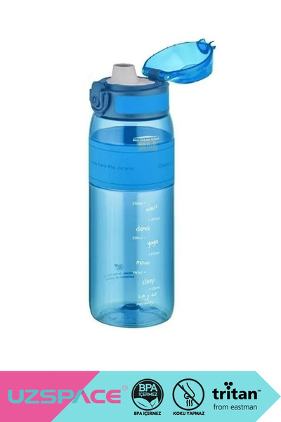 Uzspace 600ml Yeni Koleksiyon Silikon Gövde Rahat İçim Ağızlı Tritan Su Matar...