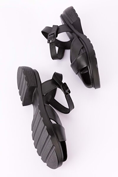 Gondol Hakiki Deri Rahat Şık Sandalet Elnr.523