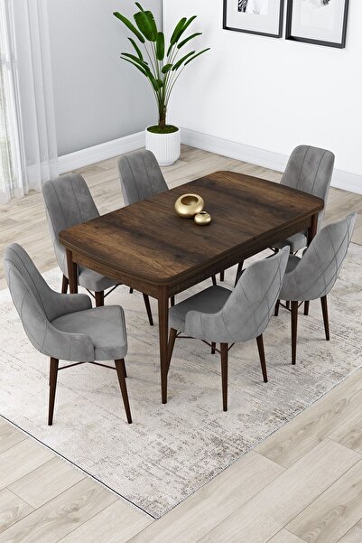 Canisa Kar Serisi 80x132 Açılabilir Mdf Mutfak Masa Takımı Barok Ahşap Desen ...