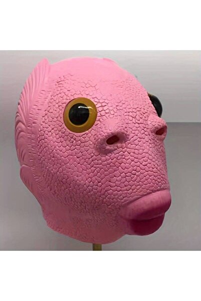 SYNOPE Μάσκα προσώπου με έκπληξη από λατέξ με ροζ κεφάλι ψαριού για πάρτι