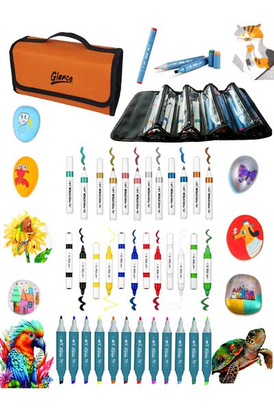 GLANCE 12 Acrylic Metallic Markers Set - 6 Vibrant Colors, Double Sided Pen