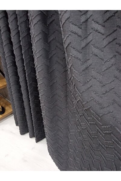 Vinaldi Monchester 375458 -773 Anthracite Linen Backdrop Curtain Single Wing Frequent Pleat