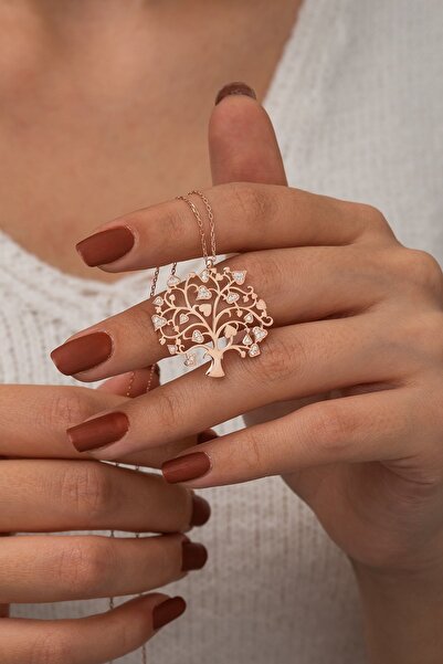 Nereze Kadın 925 Ayar Kalpli Hayat Ağacı Kolye Gümüş Kolye