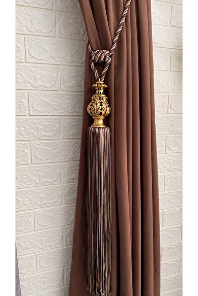 Helezoni Perde Aksesuarı Polyester Vazo Şah Model  Püsküllü Braçol  Kornişe Takmatik 1 Adet