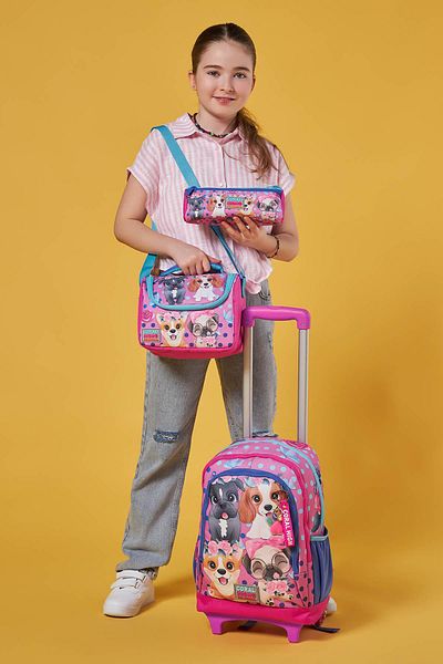 Coral High Set de 3 genți cu model câine roz - SET cu trei compartimente și racletă 0123950