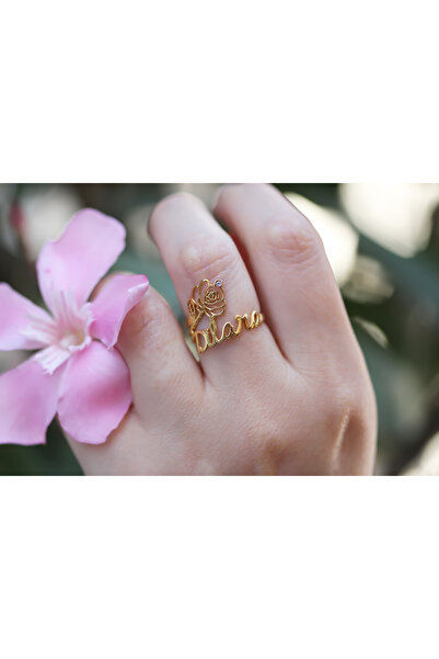 Glorria Gümüş Kişiye Özel İsimli Ve Doğum Çiçeği Yüzük