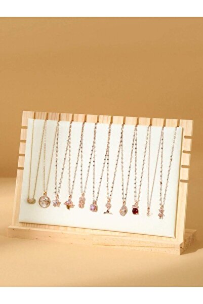 Tiydem Ahşap Takı Teşhir Standı Çoklu Kolye Vitrin Sergileme Standı Büyük Boy