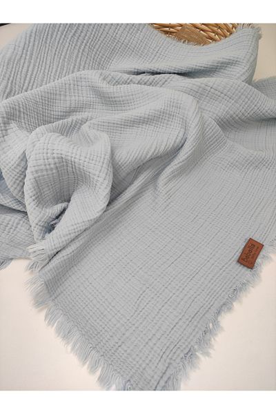 Bebella 4 Layer Muslin Fringed 100% Cotton Blanket - 100x120 cm Stroller Cover with Gift