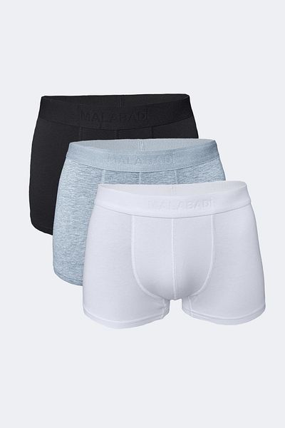 Malabadi Ανδρικό Μαύρο Γκρι Λευκό 3 Πακέτο Modal Short Boxer 011