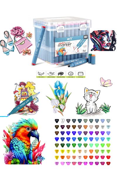 GLANCE ART-X Double Sided Sketch Marker Pen Set - 80 pcs
