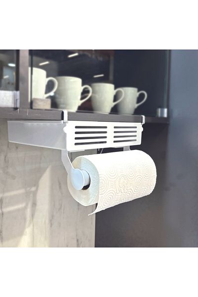 Prima Nova Rolf Kitchen Organizer - Shelf Paper Towel Holder, White, 34.5 cm