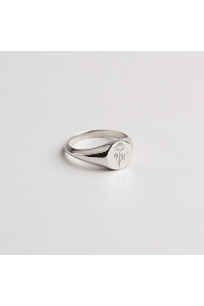 Glorria Kişiye Özel Doğum Çiçeği Gümüş Yüzük