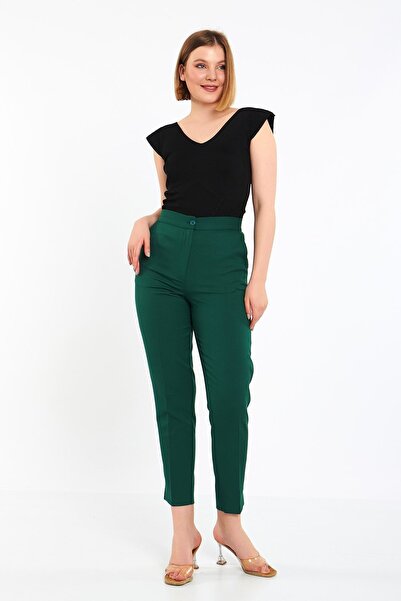 Blue Black Σμαραγδένιο πράσινο υφασμάτινο παντελόνι με σκίσιμο πόδι