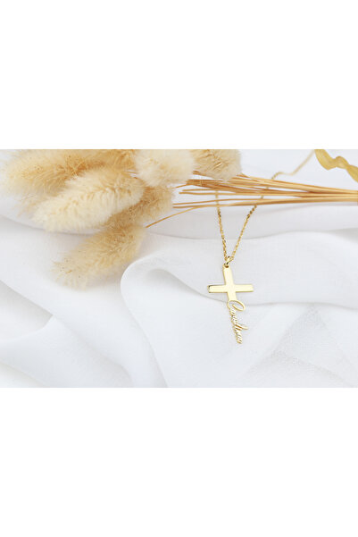 Glorria Kişiye Özel İsimli Haç Gümüş Kolye