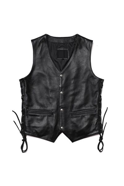 NYC GİYİM TEKSTİL Genuine Leather Side Leather Laced Zik Vest