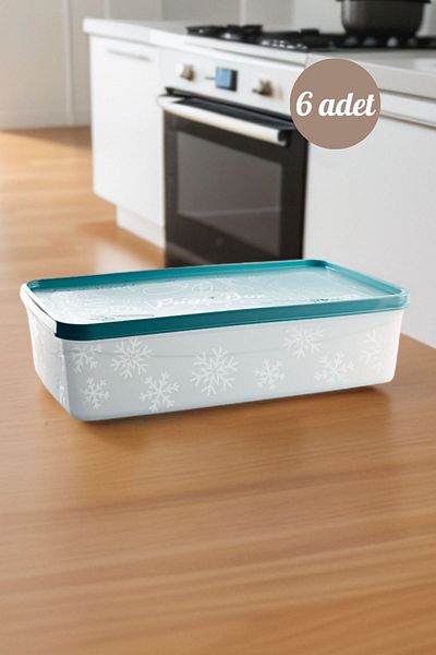 Melkan Home 2 Liter Turquoise Storage Container - Set of 6 Kitchen Storage Solution with Airtight Lid