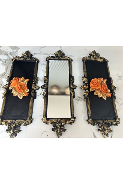 busraconcept Turucu Güllü Duvar Dekor 3 Lü Set (45CM)