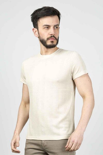 Cazador Ανδρικό T-Shirt 4177 - B.neck and Sleeve, Beige