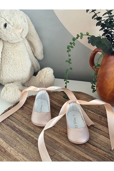 Li Puna Salmon Color Genuine Leather Baby Loafers - Ballerina Model