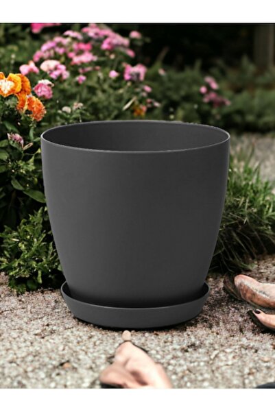 Melkan Home Dekoratif Begonya Saksı 22 Litre Siyah Modern Begonya Saksı Siyah