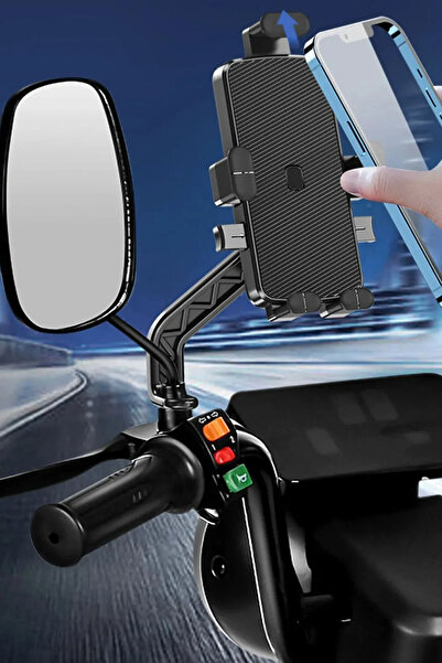 TechnoStation Motorsiklet ATV Bisiklet Scooter Otomatik Tuşlu Motosiklet Ayna...