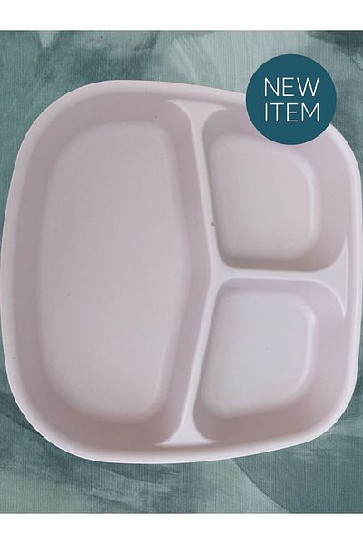 HOLLYHOME Plastic Breakfast Plate - 3 Compartments, Picnic Camping Cookie Food Serving, Powder, 21,5x23x3,5cm 1 Piece