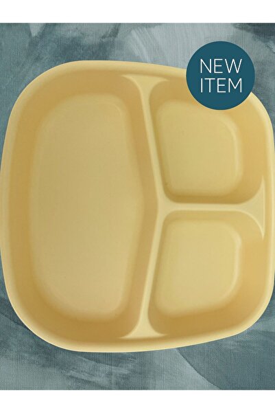 HOLLYHOME Plastic Breakfast Plate - 3 Compartments, 21.5x23x3.5cm, 1 Piece for Picnic Camping Snack Food Serving