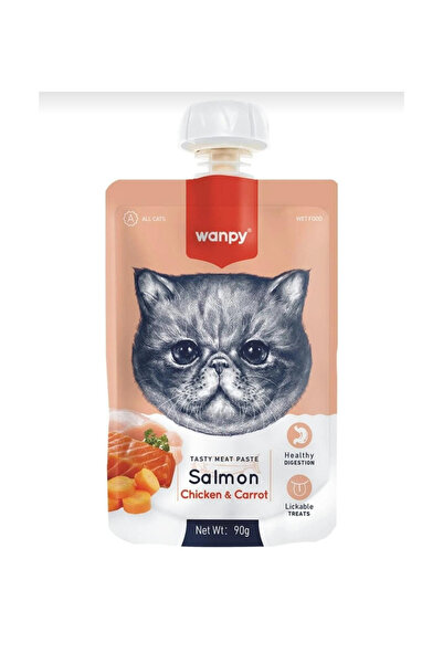 Wanpy Tasty Meat Paste Taze Somon Balıklı& Tavuklu&Havuçlu Kedi Sıvı Ödül Mam...