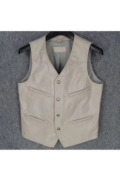 NYC GİYİM TEKSTİL Genuine Leather Gray Vashion Vest