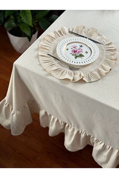 Diseno %100 Keten Vintage Masa Örtüsü