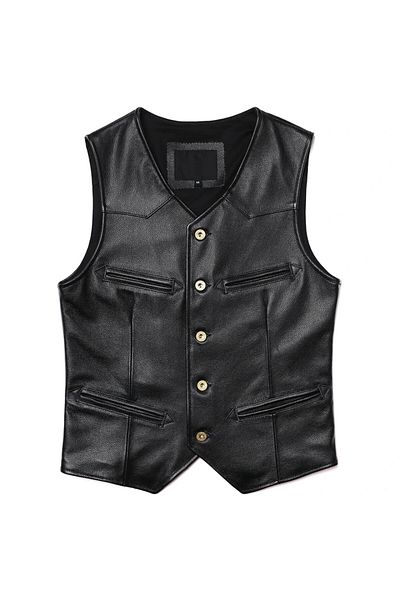 NYC GİYİM TEKSTİL Genuine Leather Black Vashion Vest