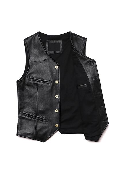 NYC GİYİM TEKSTİL Genuine Leather Black Vashion Vest