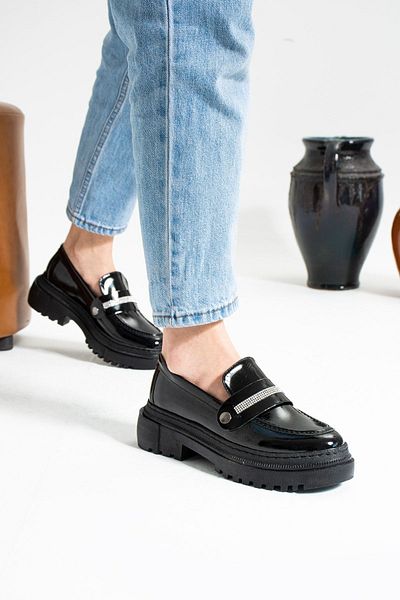 ZENNESHOES Pantofi de damă Kristen din piele neagră cu lanțuri