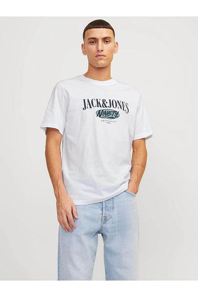 Jack & Jones Men's T-shirt Off-White12250411 Jorcobın Tee Ss Crew Neck Ln