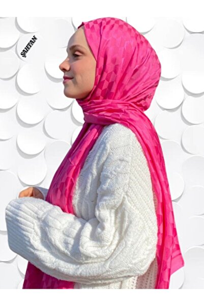 ŞahTan Koza Desen Fuşya Pamuk'lu Jakar Şal