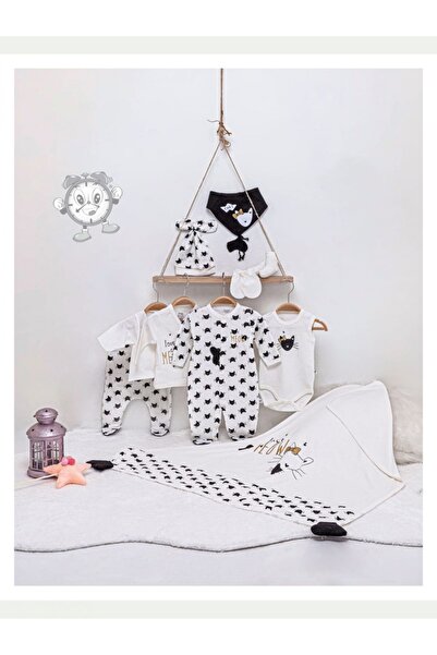 Bebelove 10-Piece Baby Girl Hospital Discharge Set - Cat Jumpsuit and Bodysuit