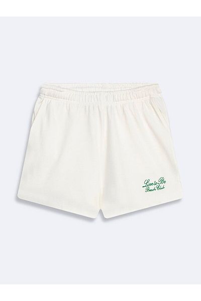 Ltb Slogan Embroidered White Shorts
