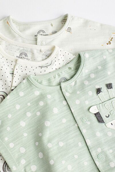 Next Baby Mint Green Giraffe Pattern - 100% Cotton 3-Piece Romper Set