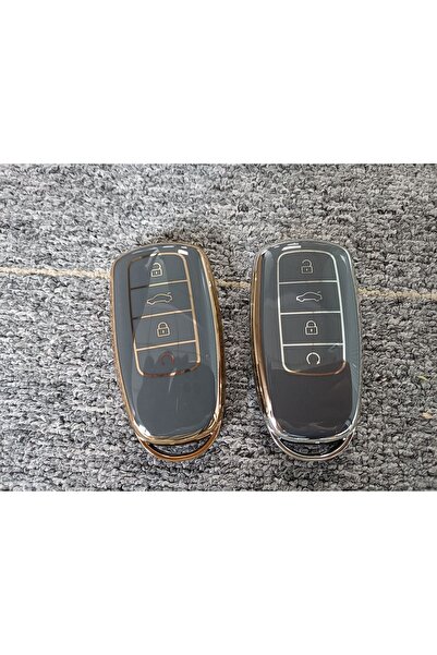 Chery Tiggo 8 Pro & Omoda 5 & Tiggo 7 Avangarde Altın/Gri Lüx Anahtar Kılıfı