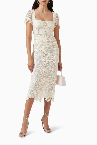 nish for you Crystal Stone Detail Midi Design Dress