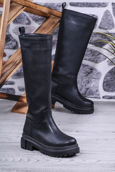 Ayakkabix Γυναικείες μπότες Flat Faux Leather Below the Knee
