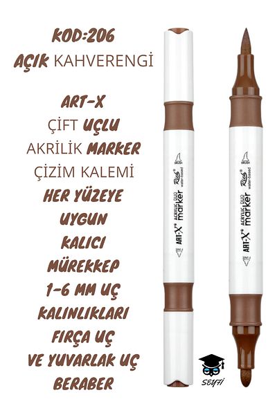 SEYFİKİRTASİYE ART-X Acrylic Marker Double Tips - All Surface Drawing Pen with 1-6 mm Tip Thickness
