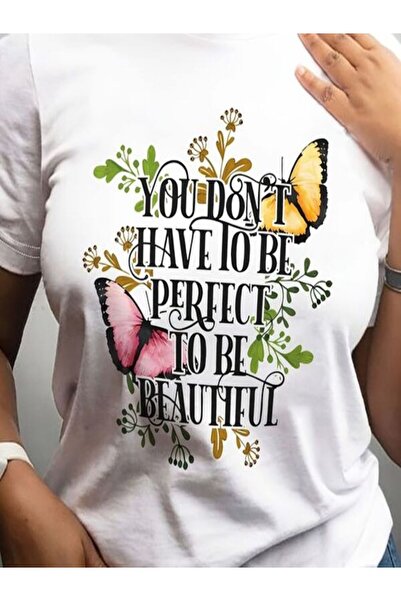 CLASSY.MODA تي شيرت نسائي من جيرسي واحد - تي شيرت أبيض مطبوع كبير الحجم بياقة...