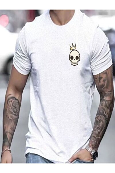 CLASSY.MODA Ανδρικό μπλουζάκι μονόπλευρο - Λευκό μπλουζάκι με κοντό μανίκι με...