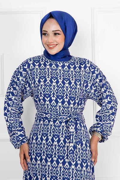 EBRUTESETTÜR Bat Sleeve and Belted Mobile Dress