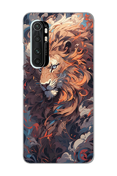 SUPER FRAME Xiaomi Mi Note 10 LITE Uyumlu Aslan Tasarımlı Şeffaf Telefon Kılıfı